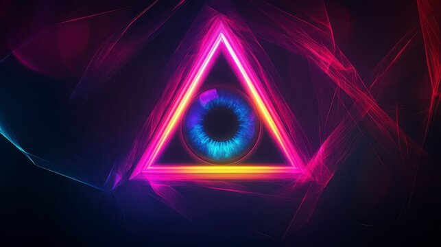 Neon Triangle Eye - Psychedelic Abstract Art