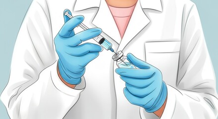 Medical professional preparing a vaccine with a syringe and vial