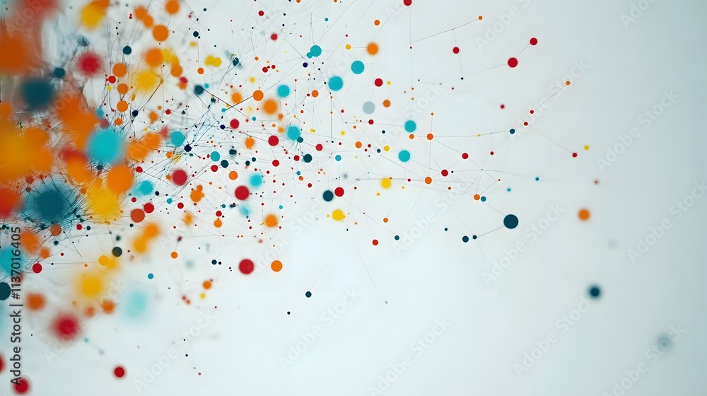 Poster abstract colorful network dots and lines