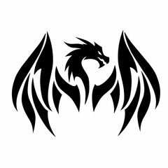 illustration vector graphic of tribal art design dragon tattoo with wings