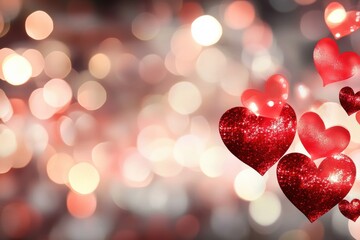 Fototapeta premium A Vibrant and Festive Display of Romantic Hearts Designed for a Memorable Valentines Day Celebration, Emphasizing the Joyful Connections Between Couples and Their Heartfelt Affection for Each Other
