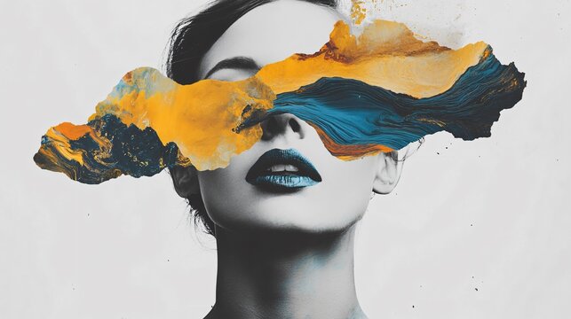 Abstract Portrait of a Woman with Colorful Brushstrokes