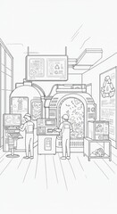 Workers in a recycling facility operating advanced machinery and technology