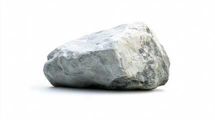 Fototapeta premium A Serene Still Life: Majestic Grey Rock on White, Nature's Sculpture