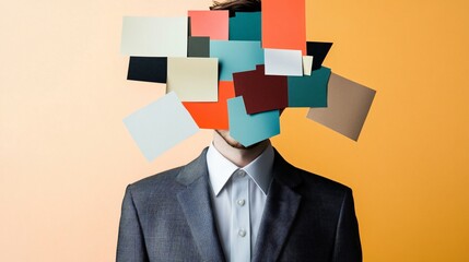 Colorful Abstract Portrait of a Businessman with Hidden Face