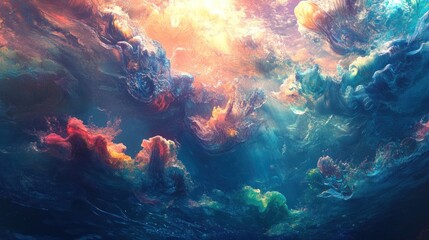 Obraz premium Submerged Dreamscape: A vibrant underwater fantasy