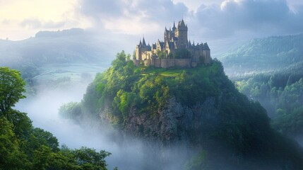 Misty Mountaintop Castle: A Fairytale Landscape