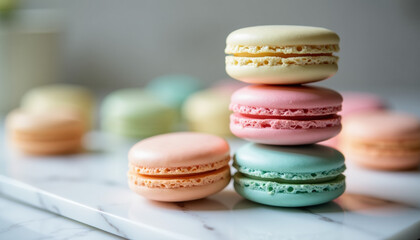 Obraz premium A Stack of Delectable Colorful Macarons
