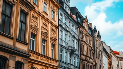 Fototapeta premium European Architecture: A Row of Colorful Historic Buildings