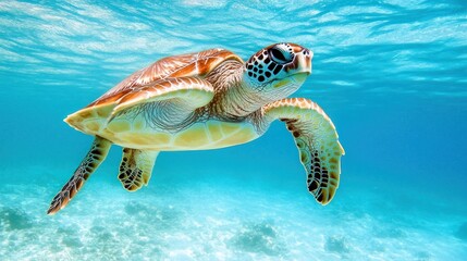 Fototapeta premium Majestic Sea Turtle Underwater Grace