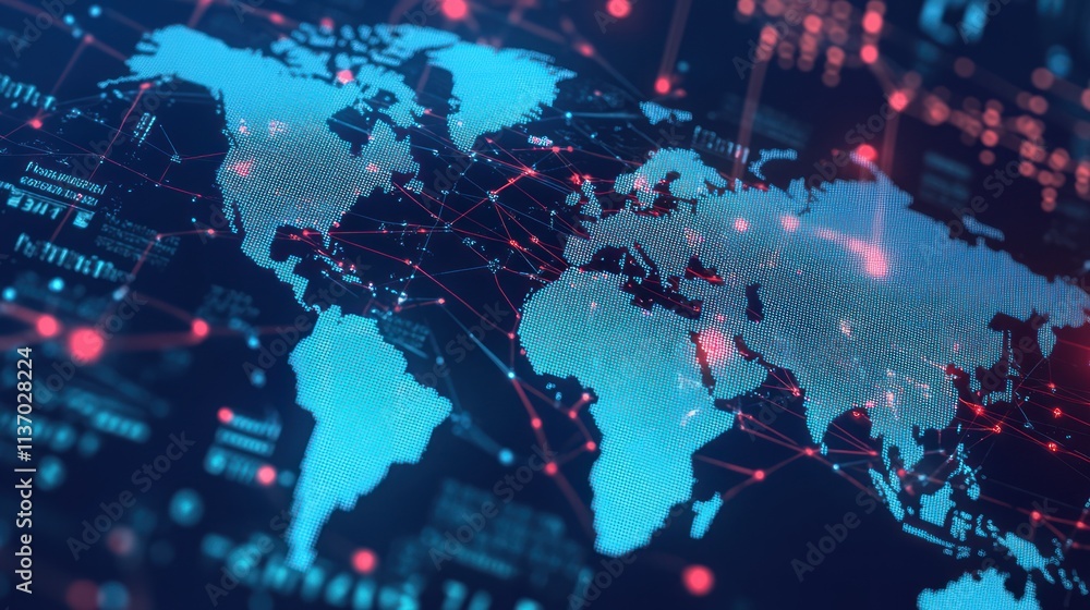 Poster global network connectivity: a digital world map
