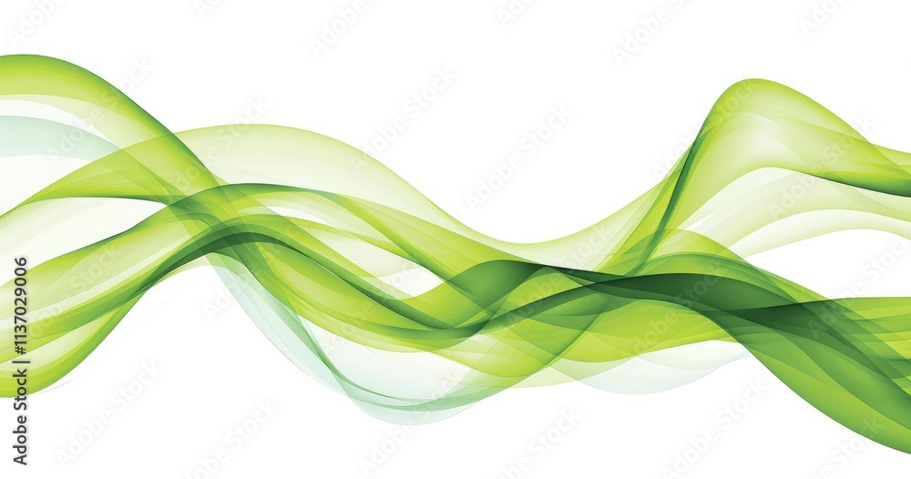 Aufkleber abstract green wave design with flowing lines on a white background.