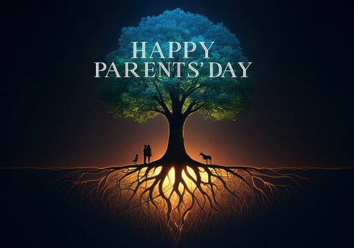 Fototapeta Greeting cards, posters and text inscriptions for Happy Parents' Day