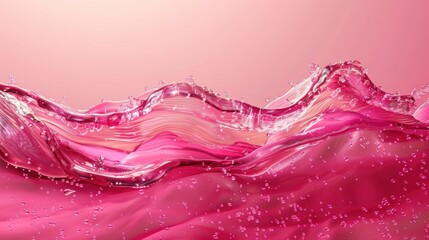 Vibrant dynamic background with swirling wavy patterns of pink magenta and crimson liquid  The shimmering glossy texture creates a captivating futuristic and visual effect perfect for modern