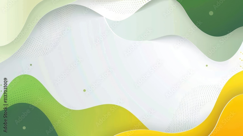 Poster abstract wave pattern in green and yellow tones, suitable for backgrounds or graphic design.