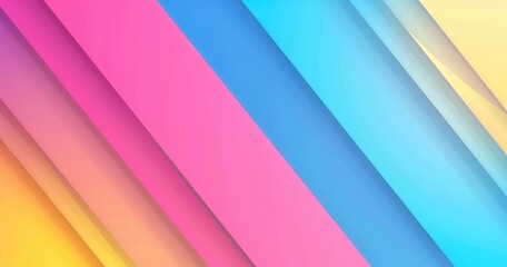 Fototapeta premium A vibrant abstract background with diagonal stripes in pink, blue, and yellow hues.