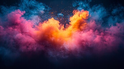 Vibrant cloud explosion with pink and orange hues in a dramatic sky