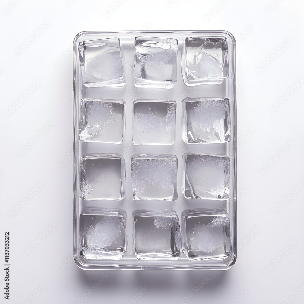 Poster an ice cube tray with neatly arranged ice cubes