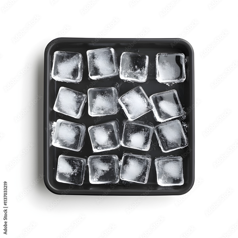 Poster an ice cube tray with neatly arranged ice cubes