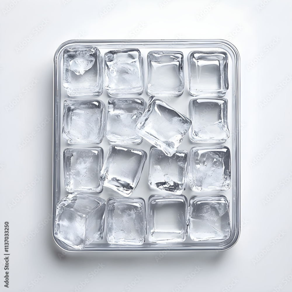 Poster An ice cube tray with neatly arranged ice cubes