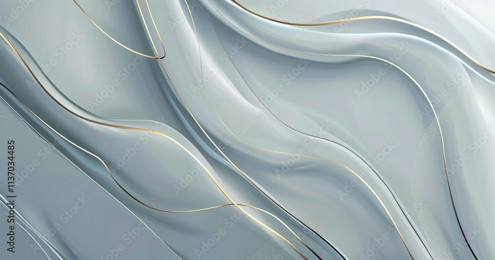 Poster abstract waves of soft fabric with gold accents, creating a serene and elegant atmosphere.
