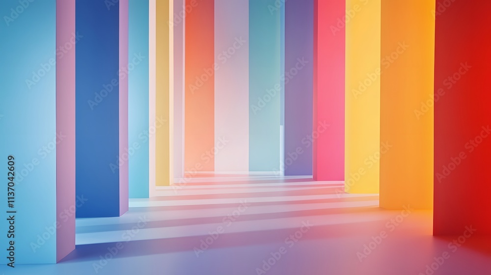 Poster colorful abstract columns create a vivid passageway