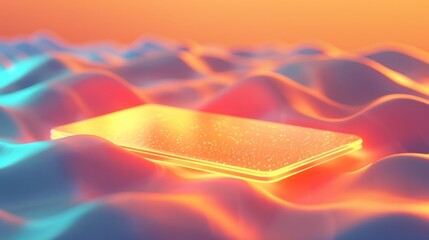 Vibrant and dynamic digital abstraction featuring glowing geometric shapes neon colors and a futuristic technology inspired design  This visually striking image evokes a sense of innovation science