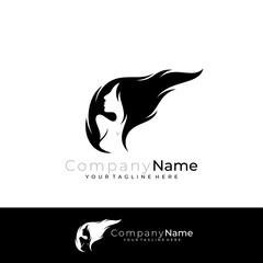 beautiful woman icon used as salon logo, simple design