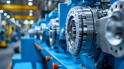 Fototapeta premium Industrial Machinery. Close-up of Gears and Mechanisms