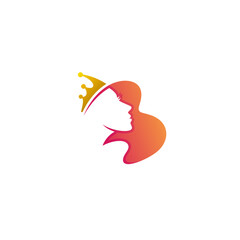 letter B logo combined with beautiful queen icon