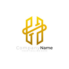 Obraz premium H logo and letter S design combination, line style design