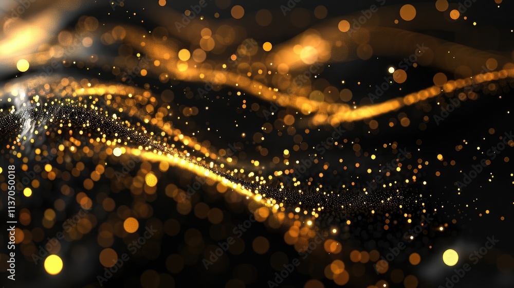 Aufkleber abstract golden particles on a dark background, creating a sense of depth and movement.
