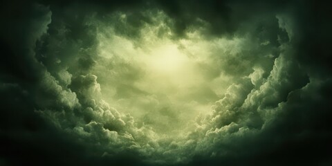 Obraz premium Mysterious green clouds swirling in a dramatic sky, creating an eerie atmosphere.