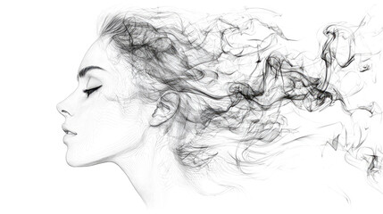 Fototapeta premium Woman's face with flowing hair.