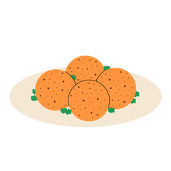 Arancini rice appetizer. Italian cuisine, food, dish. Vector illustration isolated on white background