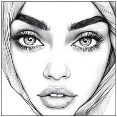 Fototapeta premium A coloring page featuring a beautiful woman's eyes.