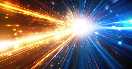 Naklejka premium A vibrant explosion of light and color, depicting dynamic energy and motion.