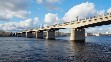 Fototapeta premium St. Petersburg's Bolshoy Obukhovsky Bridge: A Stunning River Crossing