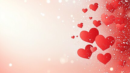 Obraz premium Scattered red hearts with a soft, dreamy background. Red background, wall paper,