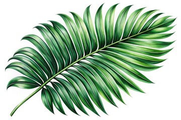 Obraz premium Hand-drawn black and white Hawaiian palm leaf, a realistic botanical illustration showcasing tropical plant details.