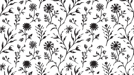 Delicate Black and White Floral Pattern