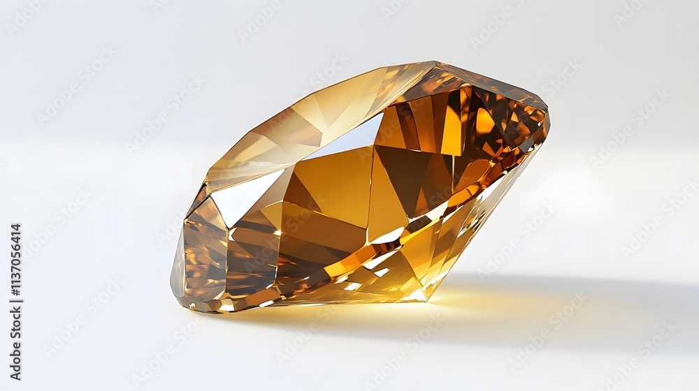 Poster a sparkling amber gemstone reflecting light with intricate facets.