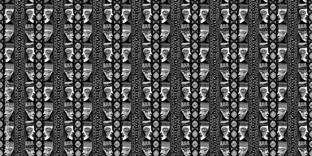 Aufkleber seamless black code pattern with numbers and geometric letter design for a vintage textile backdrop