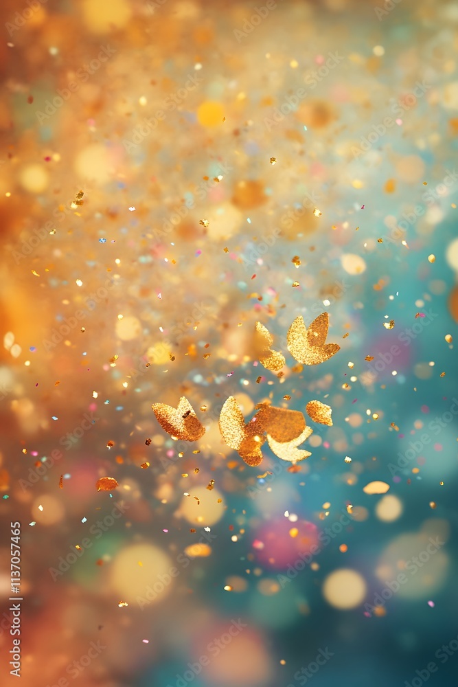 Aufkleber a vibrant abstract background with shimmering particles, creating a festive and celebratory mood.
