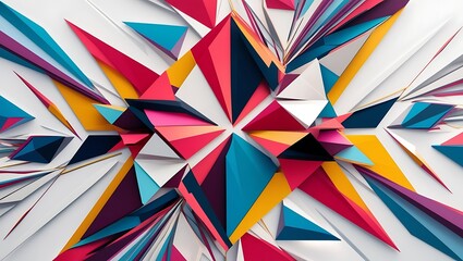 Abstract Colorful Geometric Triangular Explosion Design