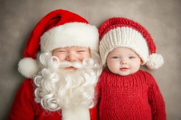 Merry christmas, &Ntilde;ute child girl joyful with santa claus. Christmas advertising concept image for print and online use. Christmas santa joy family. Seasonal cheer ads. Santa lap baby sittin.