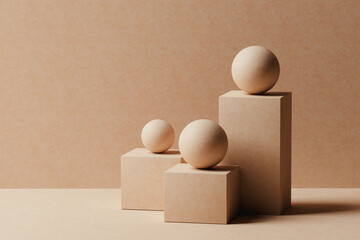 Elegant arrangement of geometric shapes in neutral tones