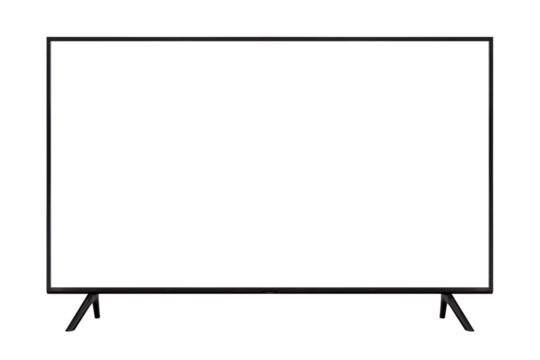 Smart TV with blank screen isolated on with background.