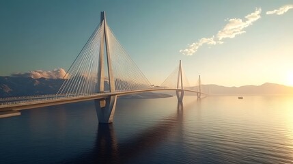 Obraz premium Majestic Cable-Stayed Bridge at Sunset