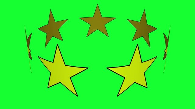 Seamless rotating stars in 3 dimensions on a green screen, ready for any video element